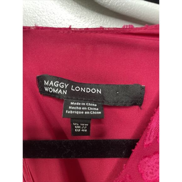 Maggy London Dress Women Plus Size V-Neck Surplus Bodice Faux Wrap High Low 18 W - Picture 5 of 13